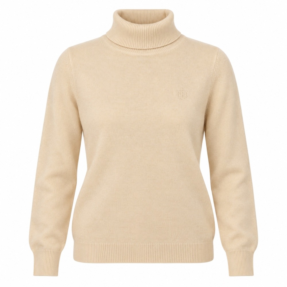 Lauren Ralph Lauren Cream Silk Cashmere Turtleneck Sweater NWT LRL Logo L